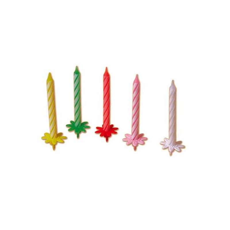 Bougies Anniversaire couleur + support - 25 pces